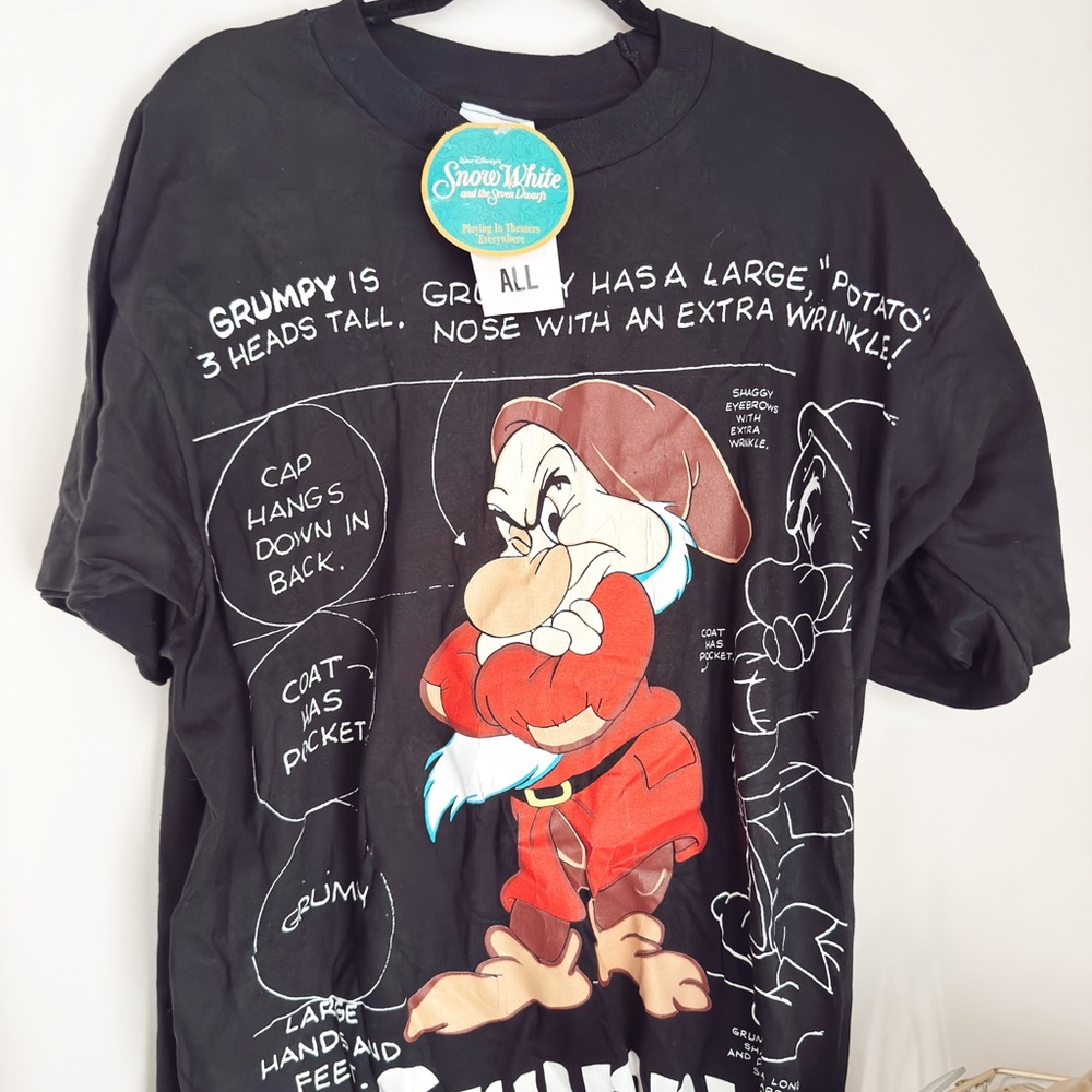 Disney Black and Cream Grumpy Dwarf T-Shirt